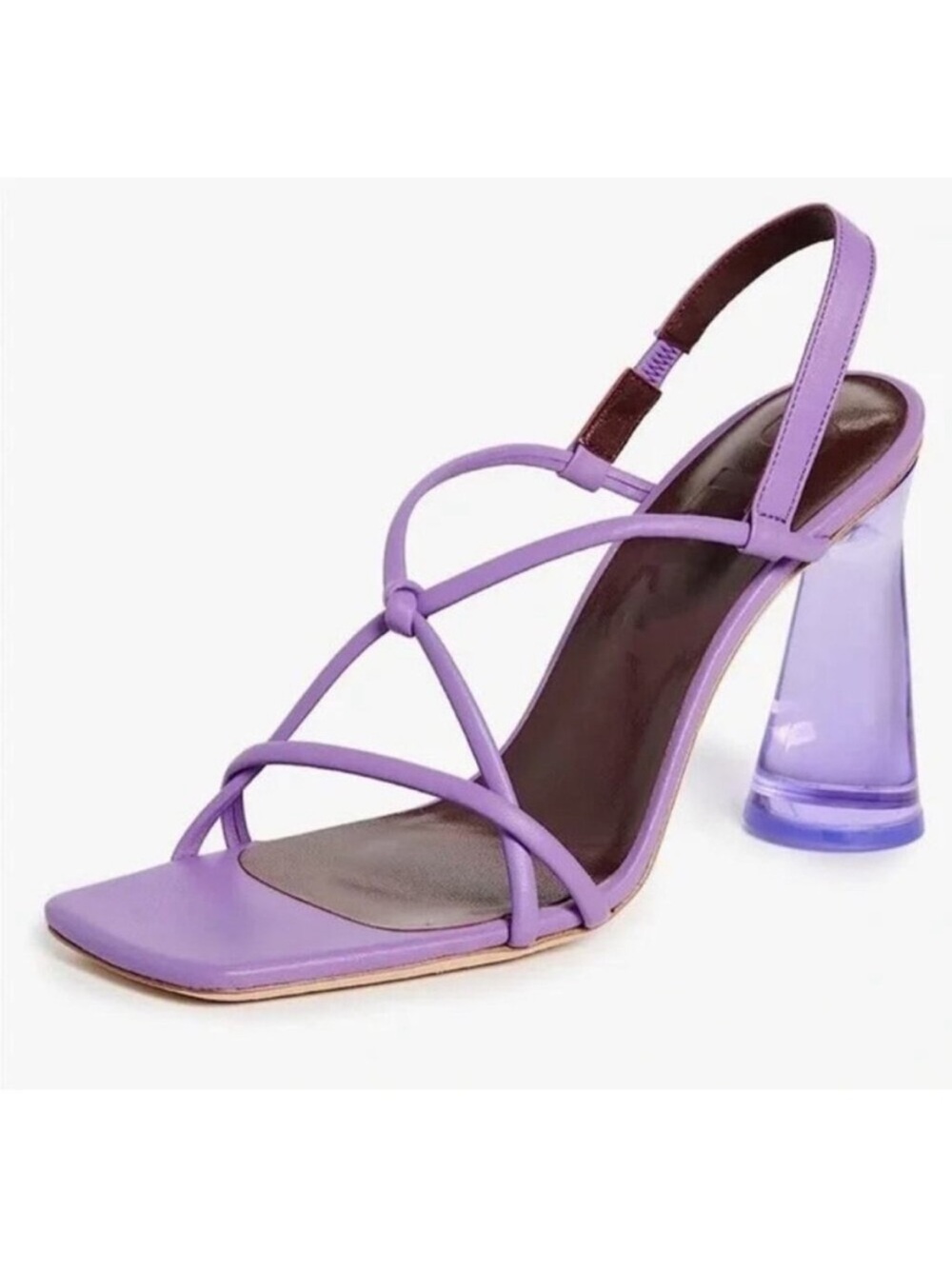 STAUD Lavender Strappy Lucite Heel Sandals Size 36 Square Toe Heels Party Resort